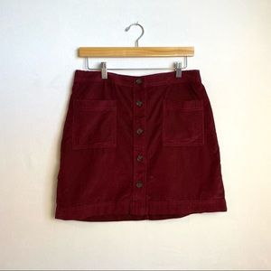 Gap Corduroy Mini Button Front Maroon Skirt